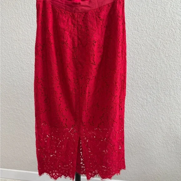 H&M Red Lace Pencil Skirt - Picture 6 of 11